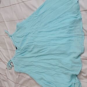 Torrid size 4 Midi Pucker Woven Trapeze Dress Blue Beautiful Relaxed Casual